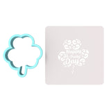 Happy St. Patrick's Day Clover Cookie Cutter | Stamp | Stencil #1 Cookie Cutter Lady MINI - 2 Inches (5cm) **BUNDLE** Cutter + Stencil 