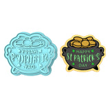 Happy St. Patrick's Day Pot of Gold Cookie Cutter | Stamp | Stencil #1 Cookie Cutter Lady MINI - 2 Inches (5cm) **BUNDLE** Cutter + Stamp 