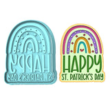 Happy St. Patrick's Day Rainbow Cookie Cutter | Stamp | Stencil #1 Cookie Cutter Lady MINI - 2 Inches (5cm) **BUNDLE** Cutter + Stamp 
