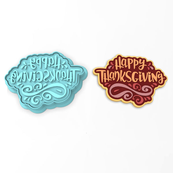 Happy Thanksgiving Cookie Cutter | Stamp | Stencil #2 Halloween / Fall Cookie Cutter Lady 2 Inch Small Cupcake Cutter + Stamp No