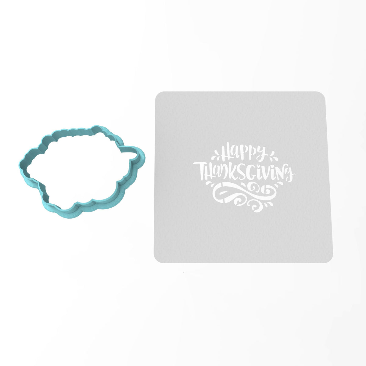 Happy Thanksgiving Cookie Cutter | Stamp | Stencil #2 Halloween / Fall Cookie Cutter Lady 3 Inch Cupcake/Small Cookie Cutter Only Yes
