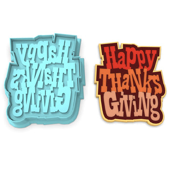 Happy Thanksgiving Text Cookie Cutter | Stamp | Stencil