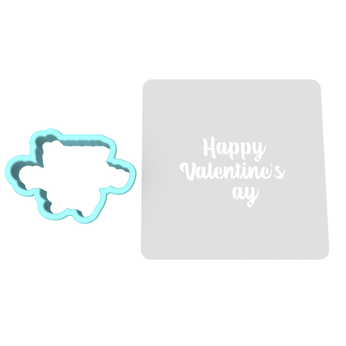 Happy Valentine's ay Cookie Cutter | Stamp | Stencil #1 Wedding / Baby / V Day Cookie Cutter Lady MINI - 2 Inches (5cm) **BUNDLE** Cutter + Stencil 