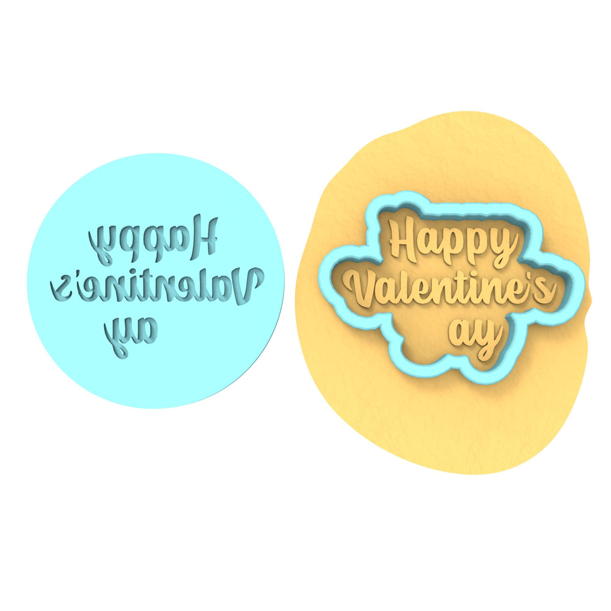 Happy Valentine's ay Cookie Cutter | Stamp | Stencil #1 Wedding / Baby / V Day Cookie Cutter Lady MINI - 2 Inches (5cm) **BUNDLE** Cutter + Debosser 