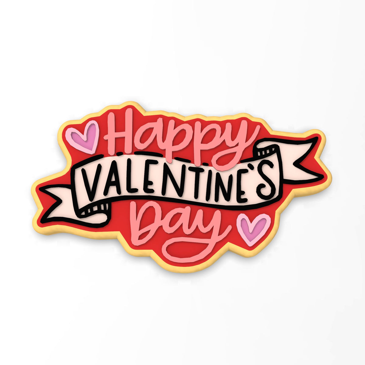 Happy Valentine's Day Banner Cookie Cutter | Stamp | Stencil #4