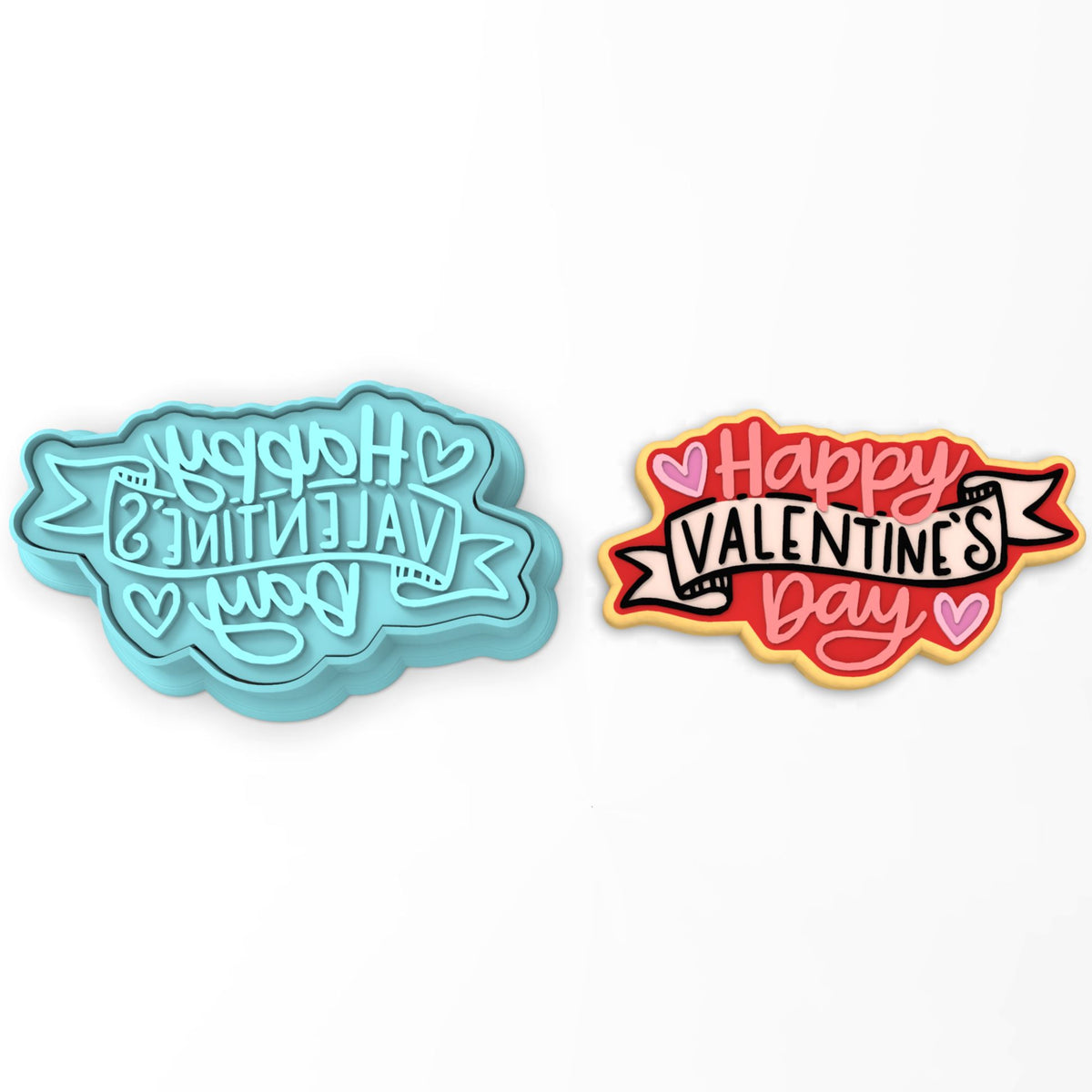 Happy Valentine's Day Banner Cookie Cutter | Stamp | Stencil #4