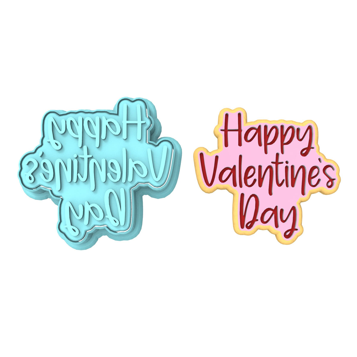 Happy Valentine's Day Cookie Cutter | Stamp | Stencil #4 Wedding / Baby / V Day Cookie Cutter Lady MINI - 2 Inches (5cm) **BUNDLE** Cutter + Stamp 