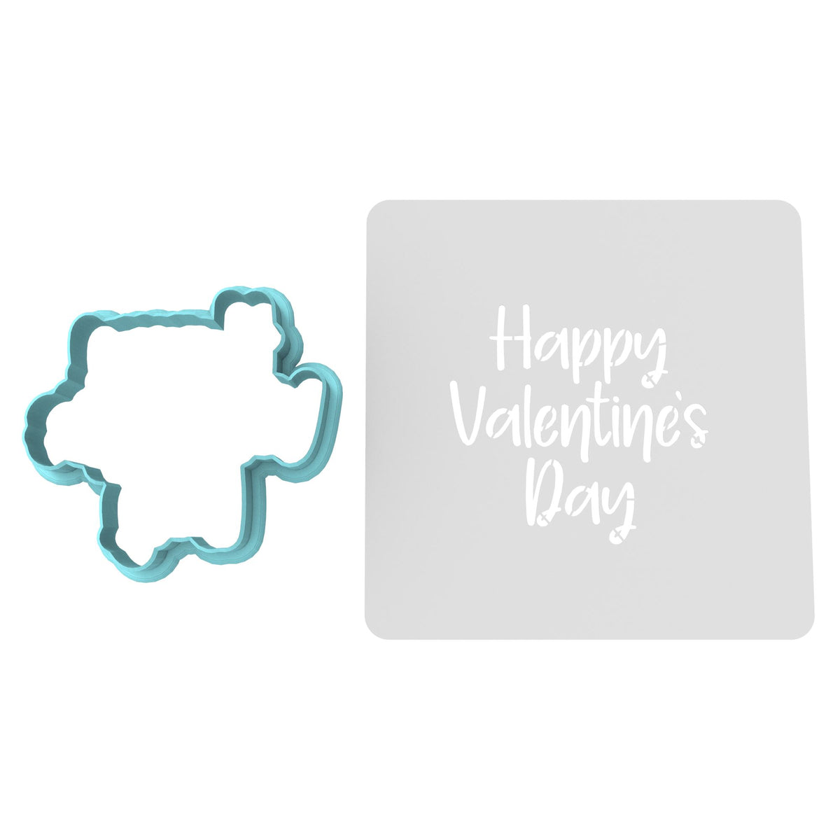 Happy Valentine's Day Cookie Cutter | Stamp | Stencil #4 Wedding / Baby / V Day Cookie Cutter Lady MINI - 2 Inches (5cm) **BUNDLE** Cutter + Stencil 