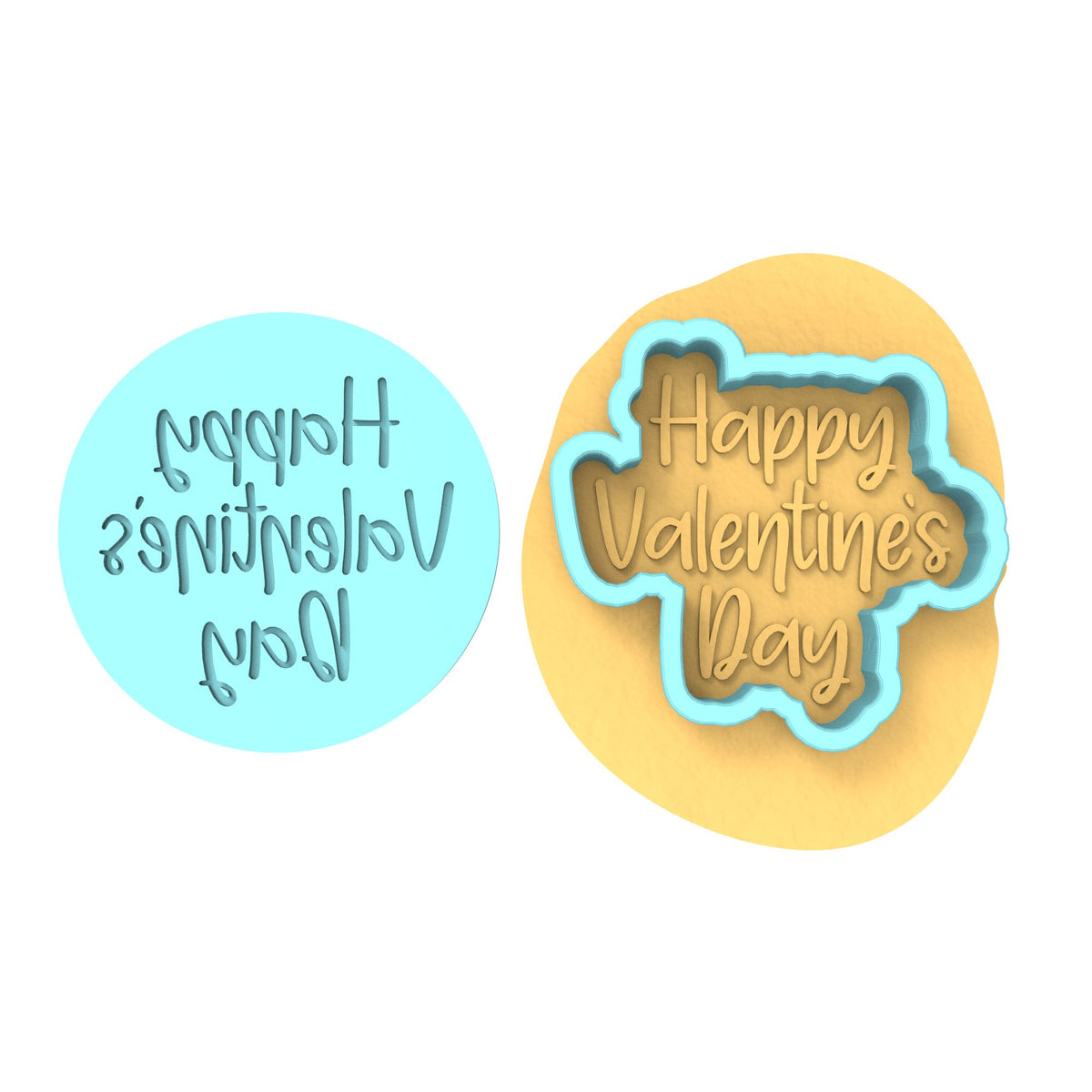 Happy Valentine's Day Cookie Cutter | Stamp | Stencil #4 Wedding / Baby / V Day Cookie Cutter Lady MINI - 2 Inches (5cm) **BUNDLE** Cutter + Debosser 