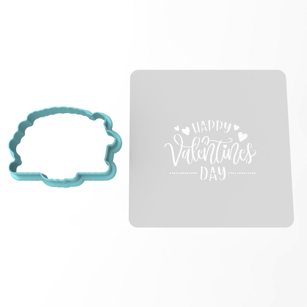 Happy Valentine's Day Dots Cookie Cutter | Stamp | Stencil #1 Wedding / Baby / V Day Cookie Cutter Lady MINI - 2 Inches (5cm) **BUNDLE** Cutter + Stencil 