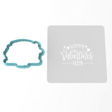 Happy Valentine's Day Dots Cookie Cutter | Stamp | Stencil #1 Wedding / Baby / V Day Cookie Cutter Lady MINI - 2 Inches (5cm) **BUNDLE** Cutter + Stencil 