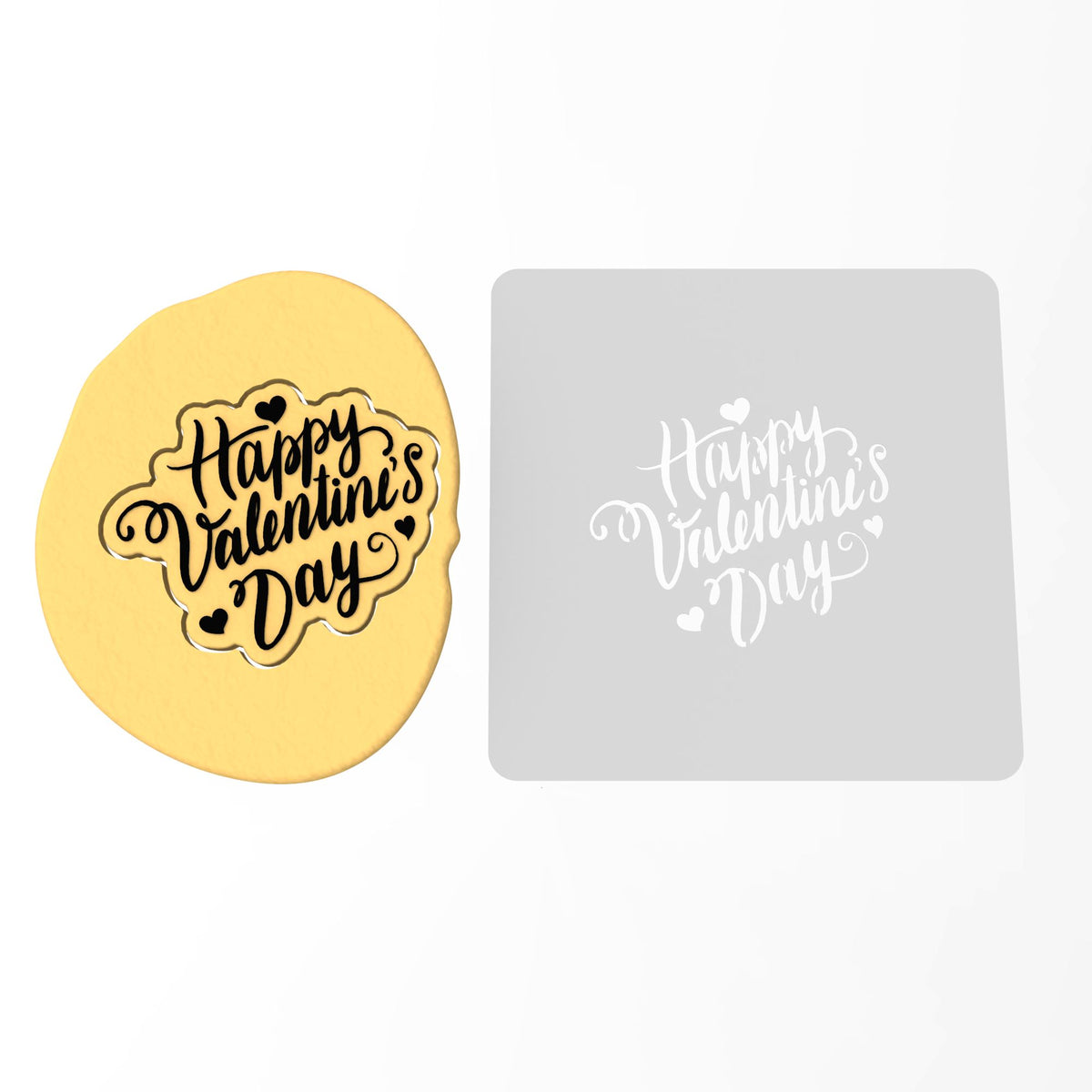 Happy Valentine's Day Heart Cookie Cutter | Stamp | Stencil #1 Wedding / Baby / V Day Cookie Cutter Lady MINI - 2 Inches (5cm) Stencil ONLY 