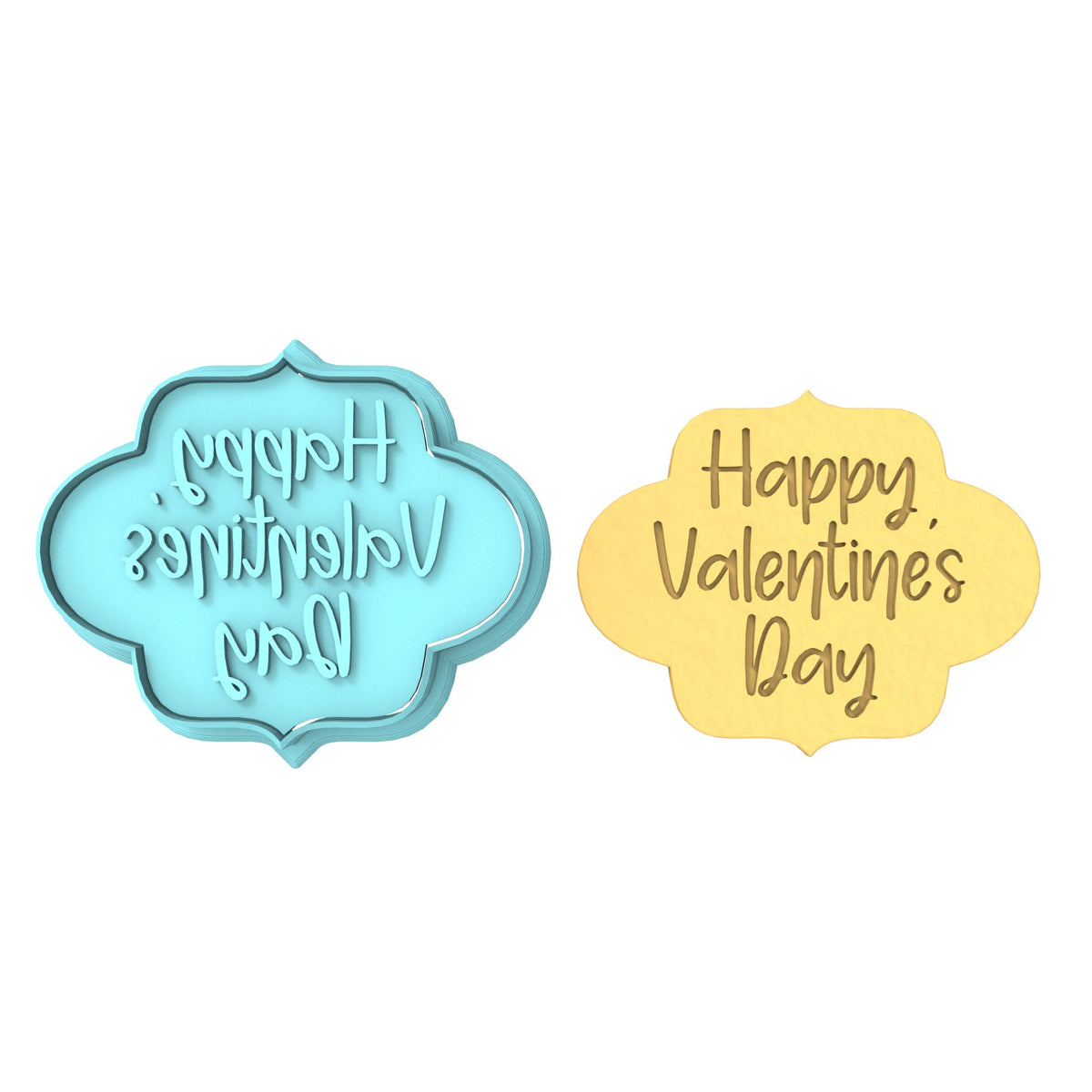 Happy Valentine's Day Plaque Cookie Cutter | Stamp | Stencil