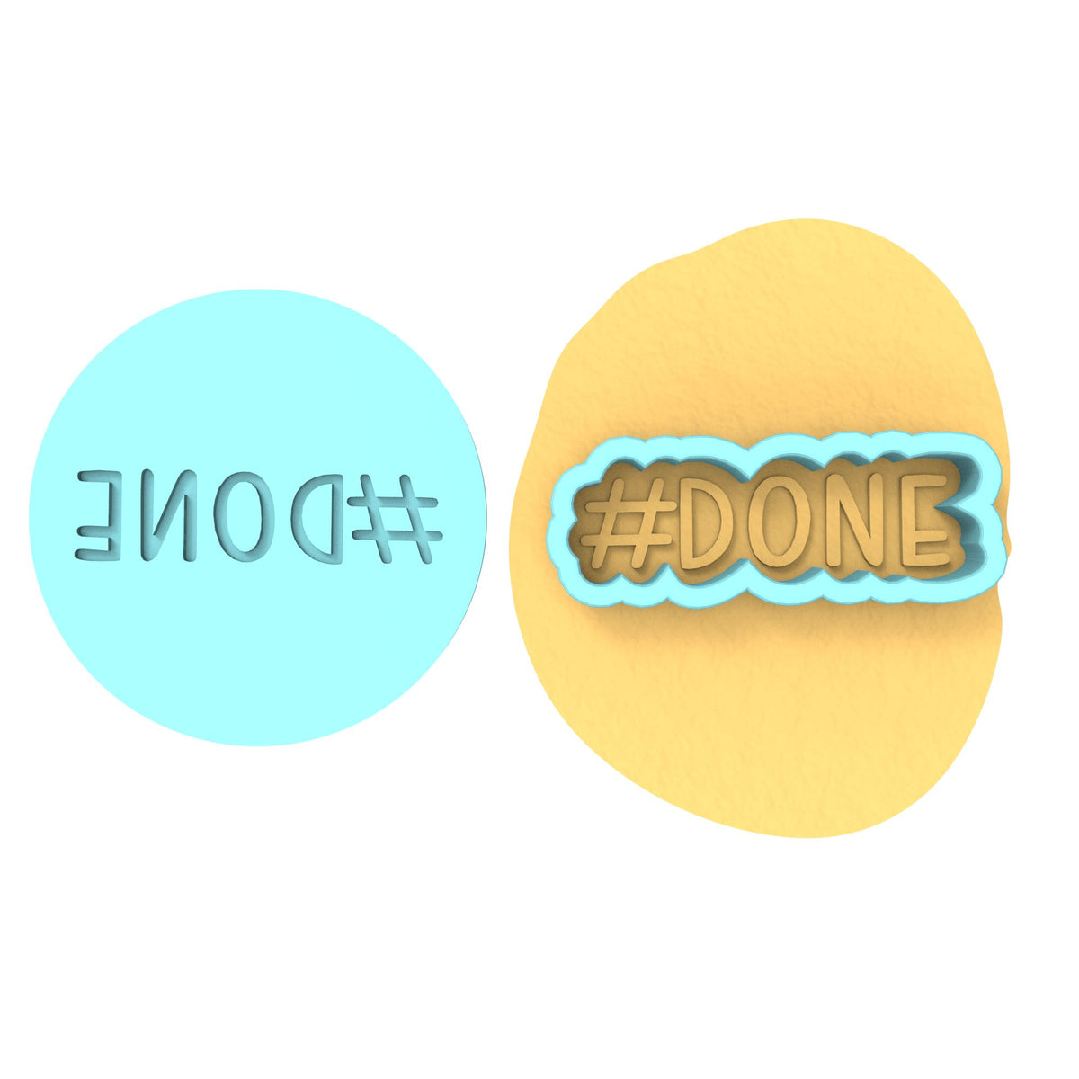 Hashtag Done Cookie Cutter | Stamp | Stencil Wedding / Baby / V Day Cookie Cutter Lady MINI - 2 Inches (5cm) **BUNDLE** Cutter + Debosser 