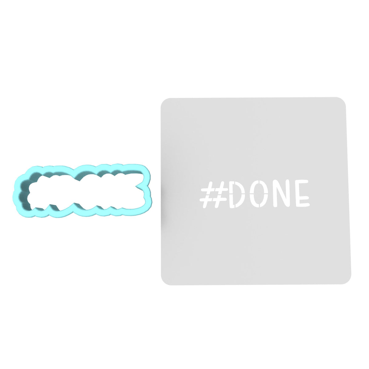 Hashtag Done Cookie Cutter | Stamp | Stencil Wedding / Baby / V Day Cookie Cutter Lady MINI - 2 Inches (5cm) **BUNDLE** Cutter + Stencil 
