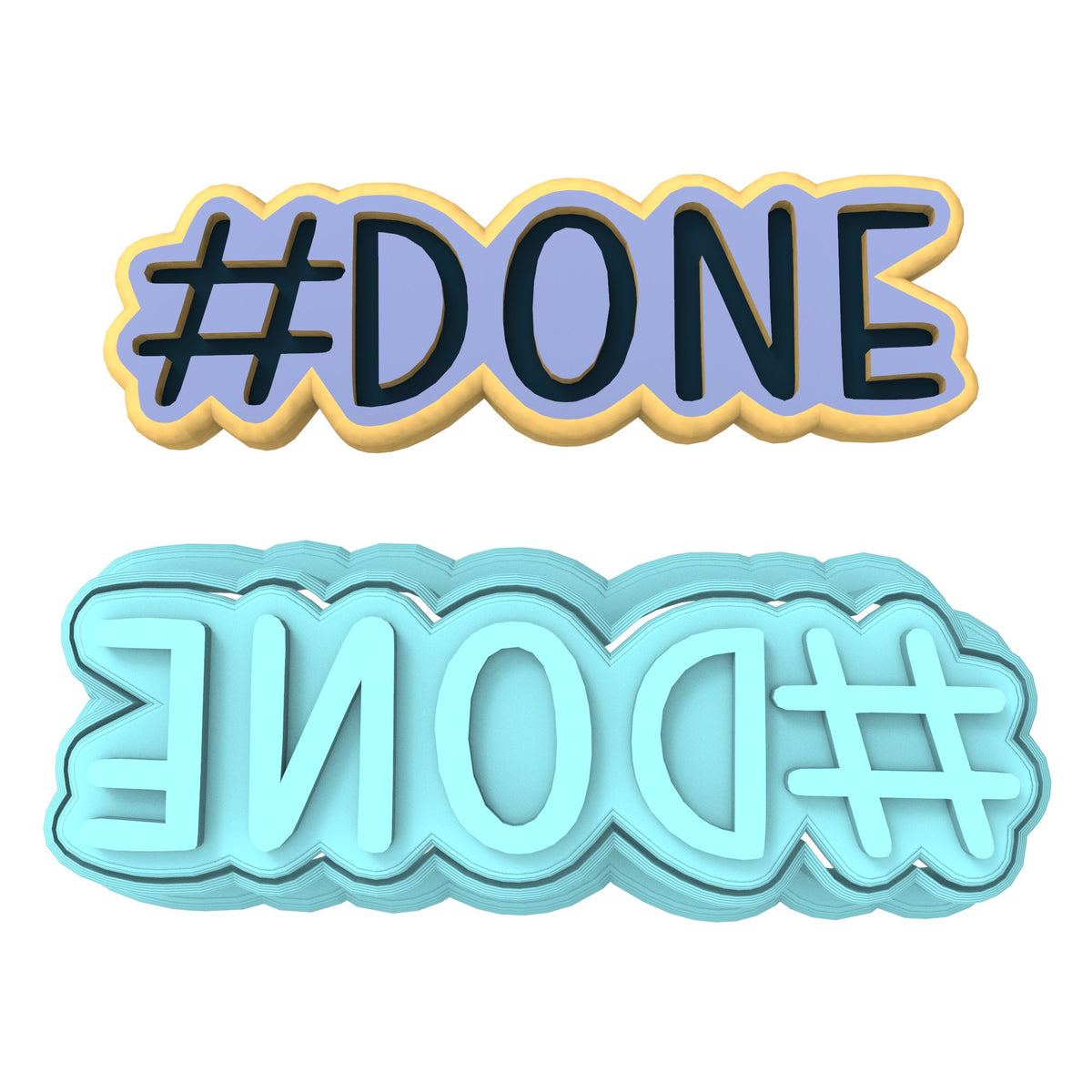 Hashtag Done Cookie Cutter | Stamp | Stencil Wedding / Baby / V Day Cookie Cutter Lady MINI - 2 Inches (5cm) **BUNDLE** Cutter + Stamp 