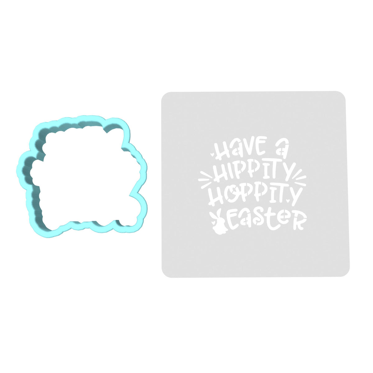 Have a Hippity Hoppity Easter Cookie Cutter | Stamp | Stencil #1 Animals & Dinosaurs Cookie Cutter Lady MINI - 2 Inches (5cm) **BUNDLE** Cutter + Stencil 