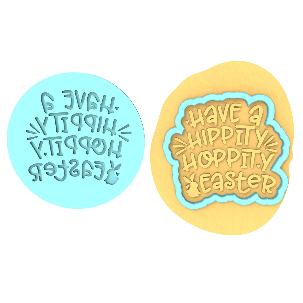 Have a Hippity Hoppity Easter Cookie Cutter | Stamp | Stencil #1 Animals & Dinosaurs Cookie Cutter Lady MINI - 2 Inches (5cm) **BUNDLE** Cutter + Debosser 