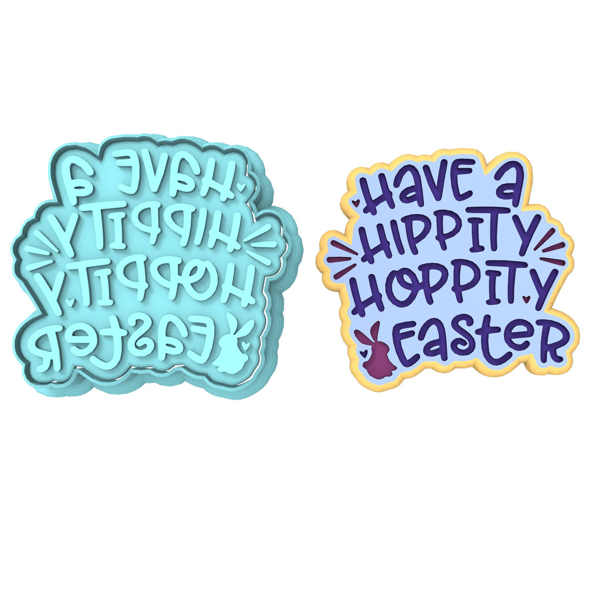 Have a Hippity Hoppity Easter Cookie Cutter | Stamp | Stencil #1 Animals & Dinosaurs Cookie Cutter Lady MINI - 2 Inches (5cm) **BUNDLE** Cutter + Stamp 