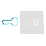 Heart Key Cookie Cutter | Stamp | Stencil Wedding / Baby / V Day Cookie Cutter Lady MINI - 2 Inches (5cm) **BUNDLE** Cutter + Stencil 