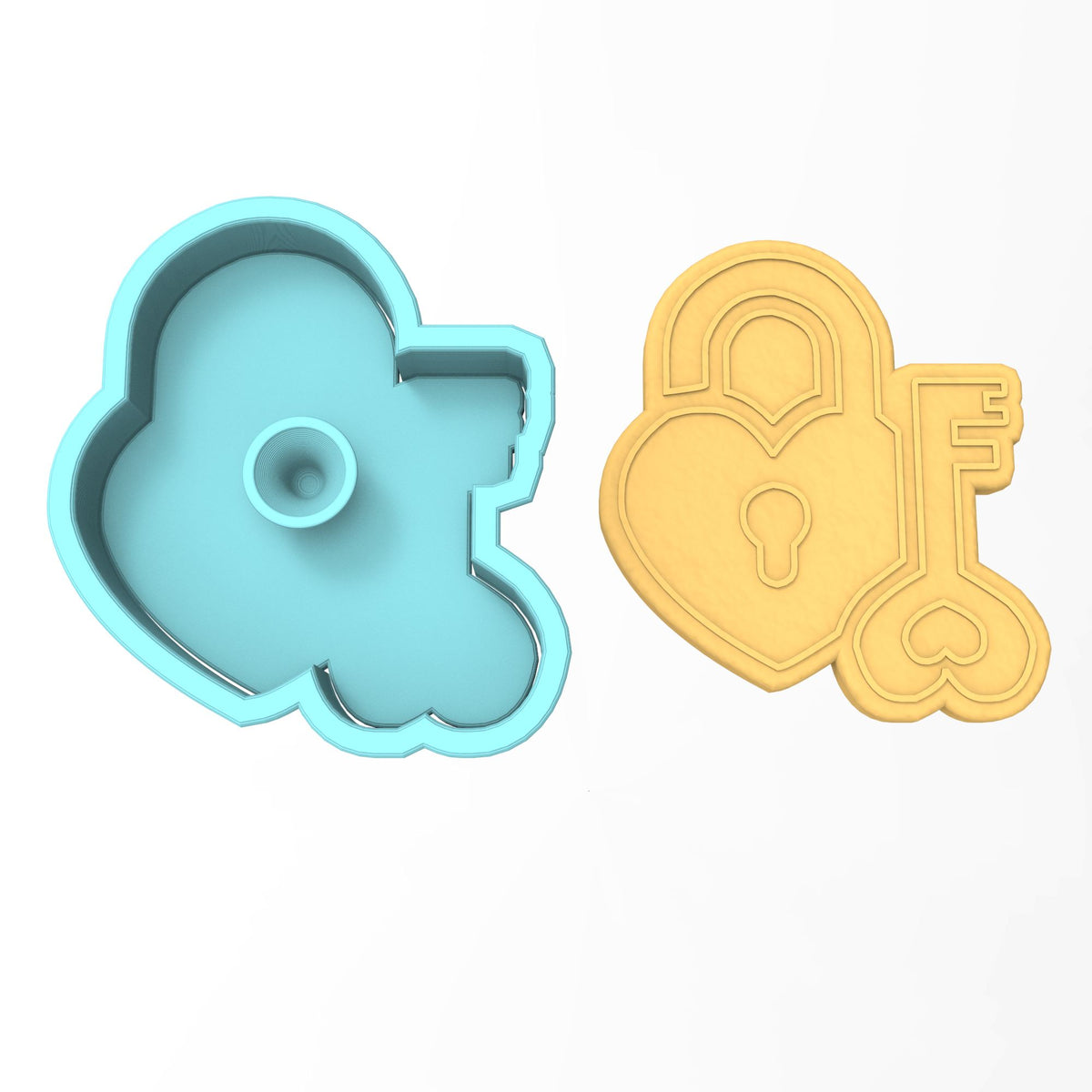 Heart Lock and Key Cookie Cutter | Stamp | Stencil