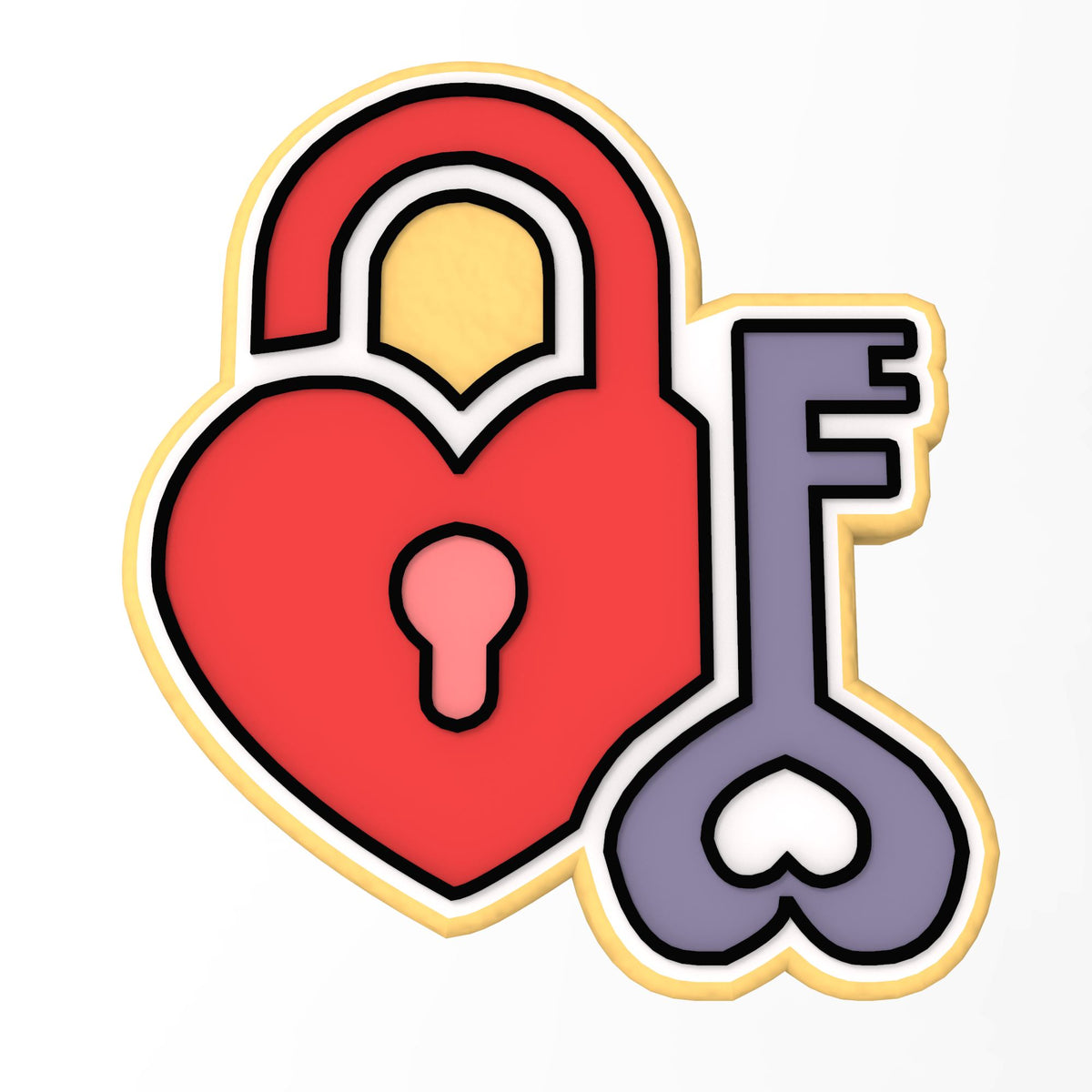 Heart Lock and Key Cookie Cutter | Stamp | Stencil