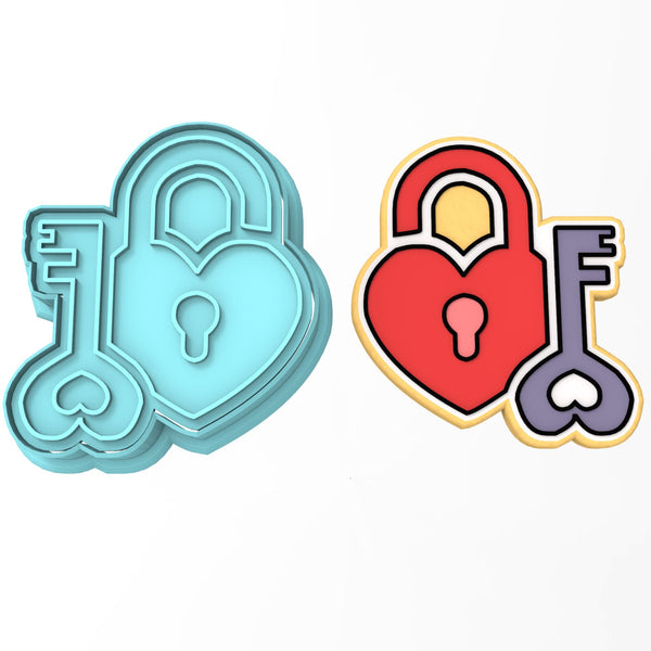 Heart Lock and Key Cookie Cutter | Stamp | Stencil