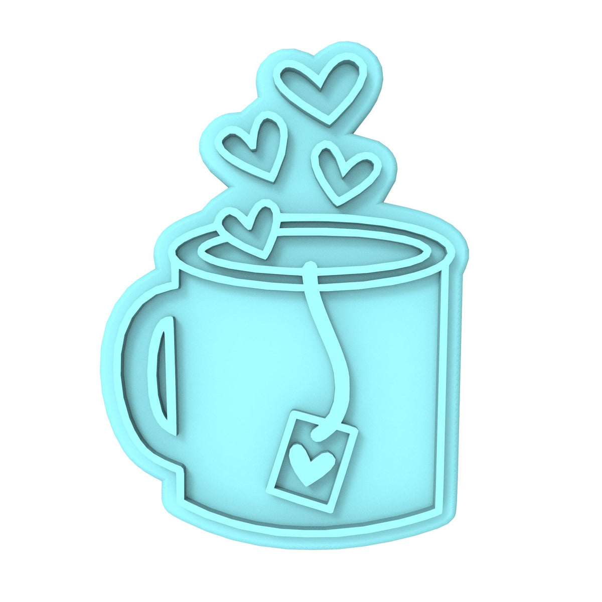 Heart Mug Cookie Cutter | Stamp | Stencil Wedding / Baby / V Day Cookie Cutter Lady MINI - 2 Inches (5cm) Stamp ONLY 