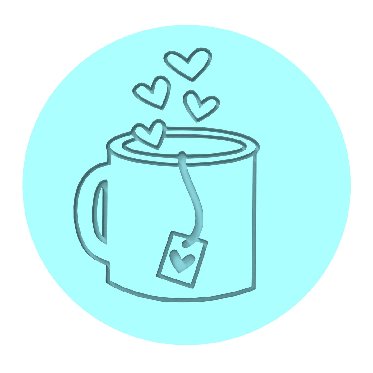 Heart Mug Cookie Cutter | Stamp | Stencil Wedding / Baby / V Day Cookie Cutter Lady MINI - 2 Inches (5cm) Debosser ONLY 