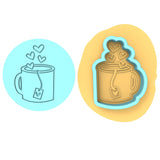 Heart Mug Cookie Cutter | Stamp | Stencil Wedding / Baby / V Day Cookie Cutter Lady MINI - 2 Inches (5cm) **BUNDLE** Cutter + Debosser 