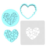 Heart of Hearts Cookie Cutter | Stamp | Stencil #1 Wedding / Baby / V Day Cookie Cutter Lady MINI - 2 Inches (5cm) **FULL SET BUNDLE** Cutter + Stamp + Stencil + Debosser **BEST DEAL** 