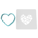 Heart of Hearts Cookie Cutter | Stamp | Stencil #1 Wedding / Baby / V Day Cookie Cutter Lady MINI - 2 Inches (5cm) **BUNDLE** Cutter + Stencil 