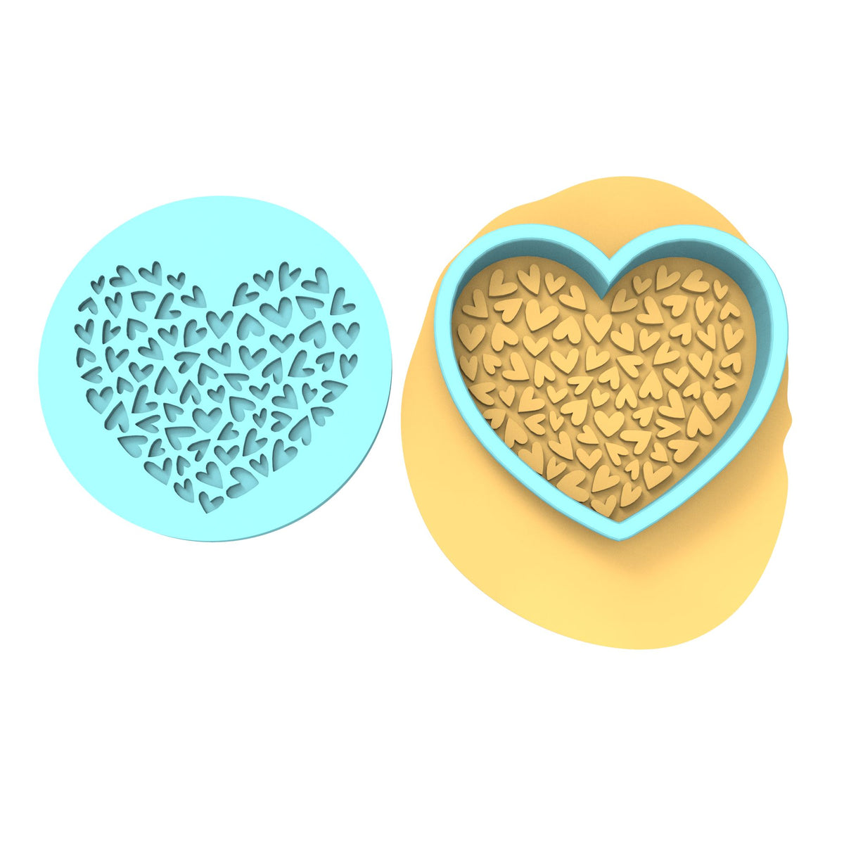 Heart of Hearts Cookie Cutter | Stamp | Stencil #2/B Wedding / Baby / V Day Cookie Cutter Lady MINI - 2 Inches (5cm) **BUNDLE** Cutter + Debosser 