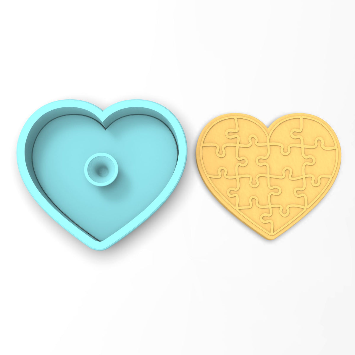 Heart Puzzle Cookie Cutter | Stamp | Stencil #1