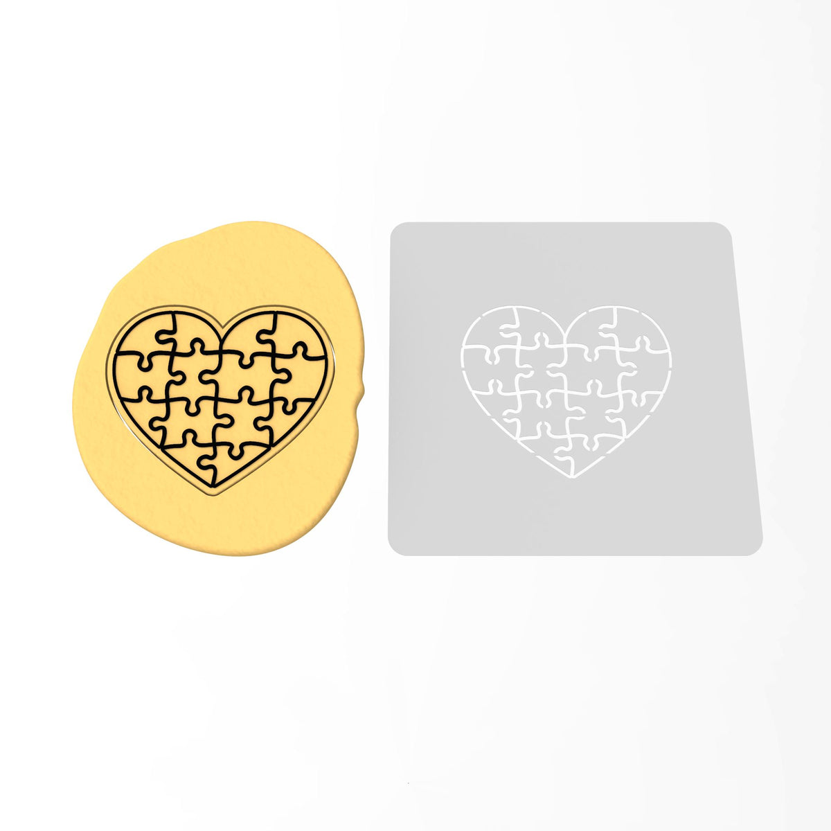 Heart Puzzle Cookie Cutter | Stamp | Stencil #1 Wedding / Baby / V Day Cookie Cutter Lady MINI - 2 Inches (5cm) Stencil ONLY 