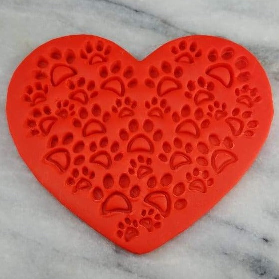 Heart w/ Mini Dog Paws Cookie Cutter  Stamp & Outline #1