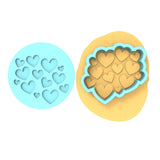 Hearts Scattered Cookie Cutter | Stamp | Stencil #1 Wedding / Baby / V Day Cookie Cutter Lady MINI - 2 Inches (5cm) **BUNDLE** Cutter + Debosser 