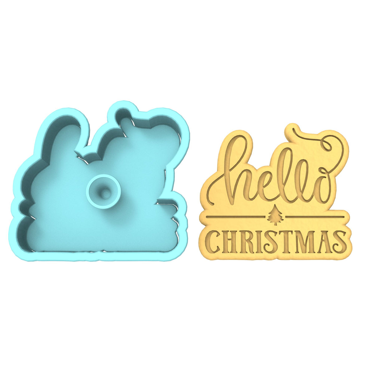 Hello Christmas Cookie Cutter | Stamp | Stencil #1