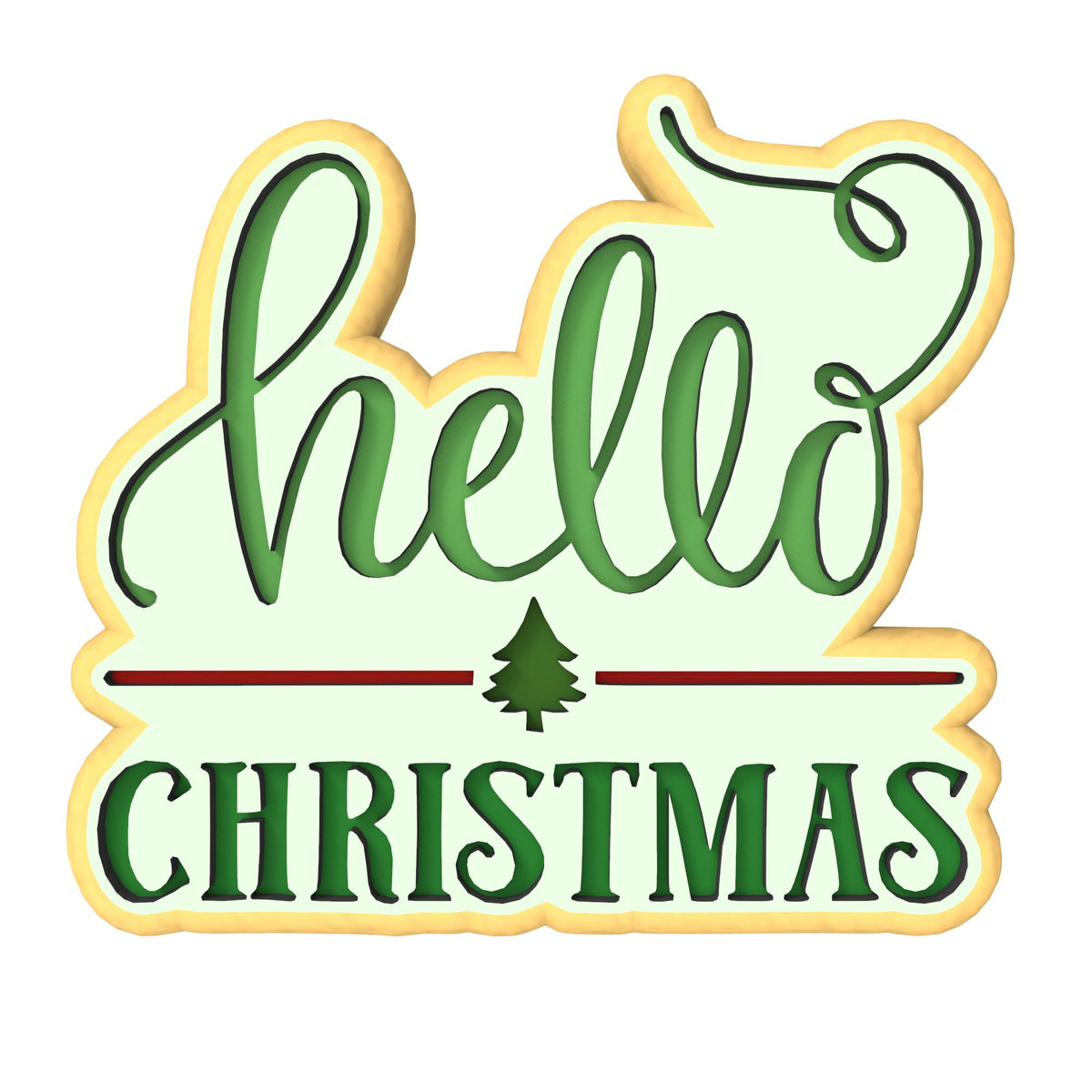 Hello Christmas Cookie Cutter | Stamp | Stencil #1