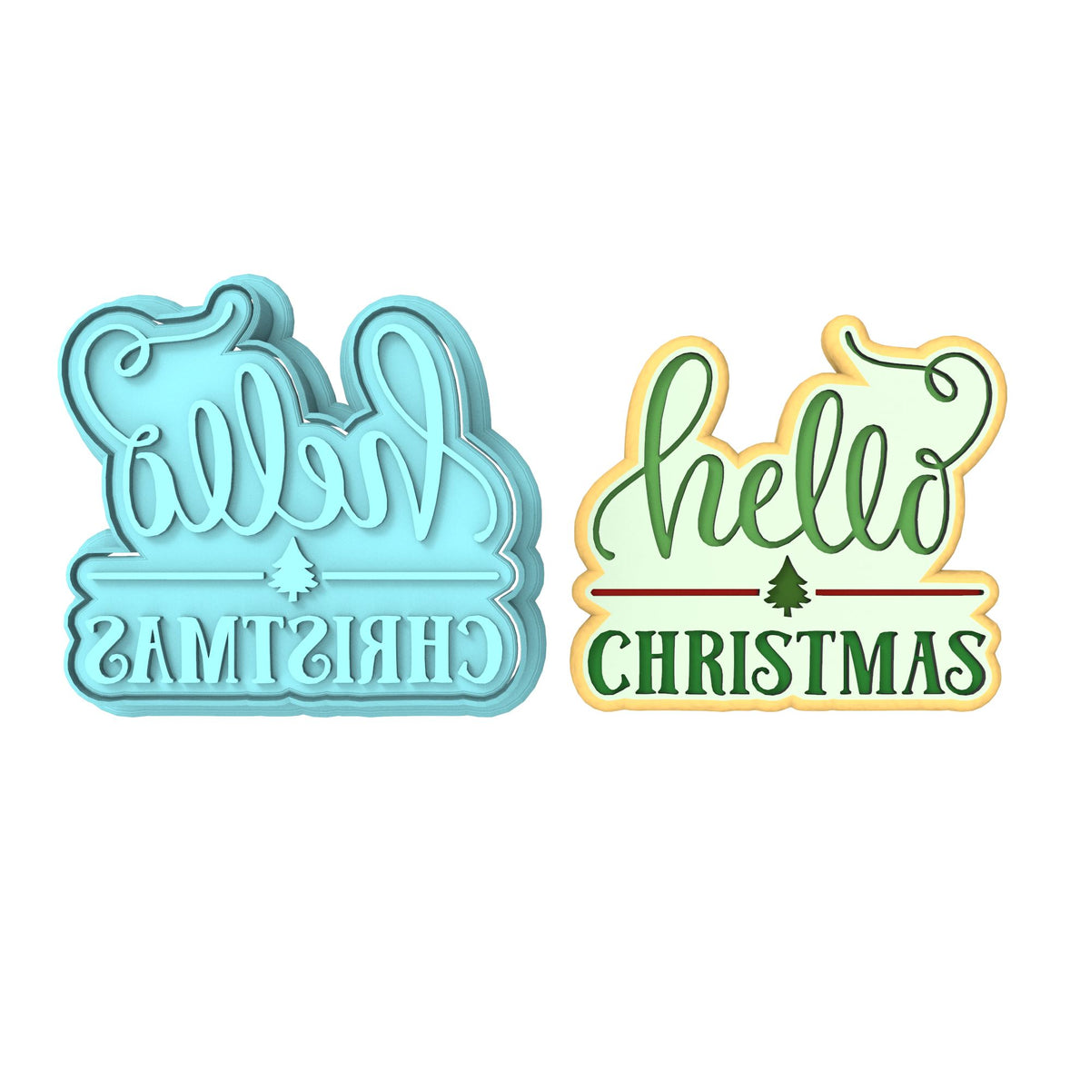 Hello Christmas Cookie Cutter | Stamp | Stencil #1