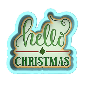Hello Christmas Cookie Cutter | Stamp | Stencil #1
