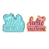 Hello Valentine Cookie Cutter | Stamp | Stencil #1 Wedding / Baby / V Day Cookie Cutter Lady MINI - 2 Inches (5cm) **BUNDLE** Cutter + Stamp 