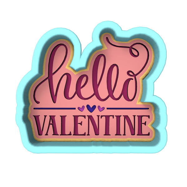 Hello Valentine Cookie Cutter | Stamp | Stencil #1 Wedding / Baby / V Day Cookie Cutter Lady 