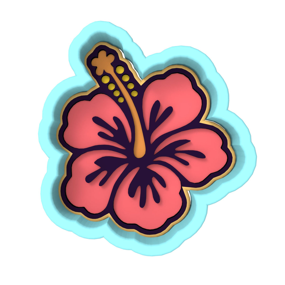 Hibiscus Cookie Cutter  Outline & Stamp #2