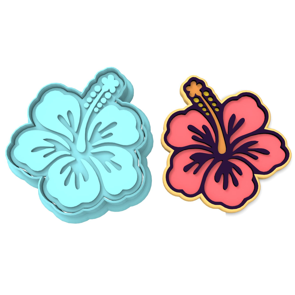 Hibiscus Cookie Cutter  Outline & Stamp #2