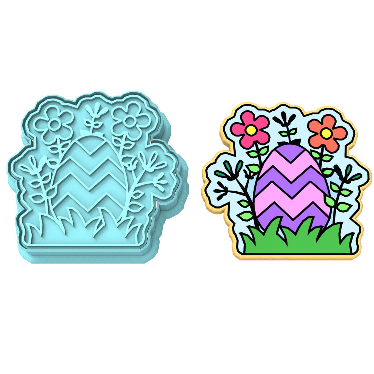 Hidden Easter Egg Cookie Cutter  Stamp & Outline #1