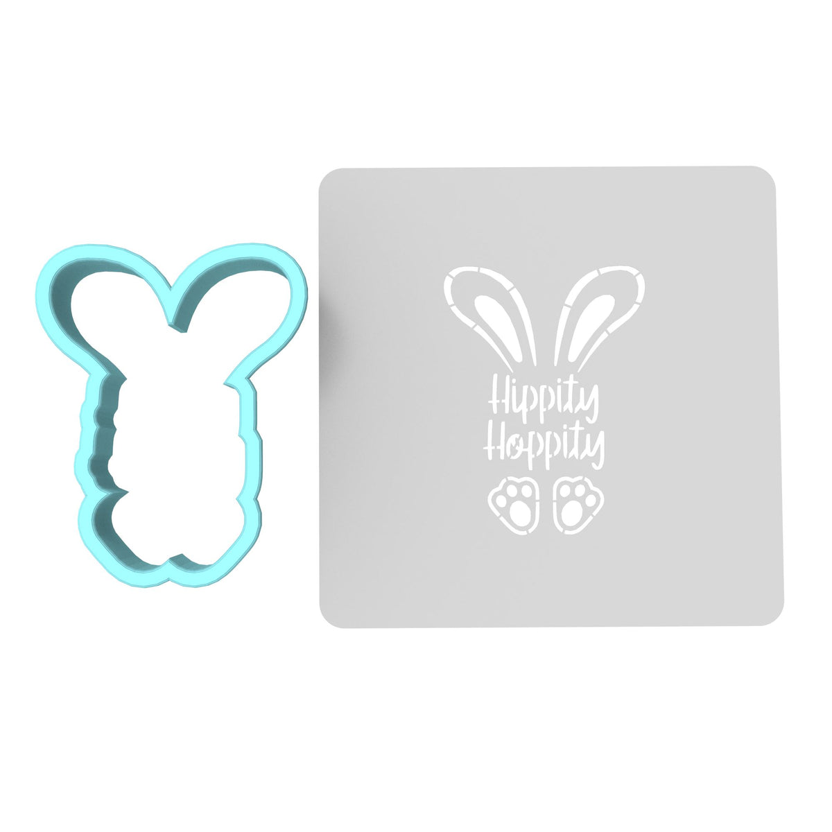 Hippity Hoppity Cookie Cutter | Stamp | Stencil #1 Animals & Dinosaurs Cookie Cutter Lady MINI - 2 Inches (5cm) **BUNDLE** Cutter + Stencil 