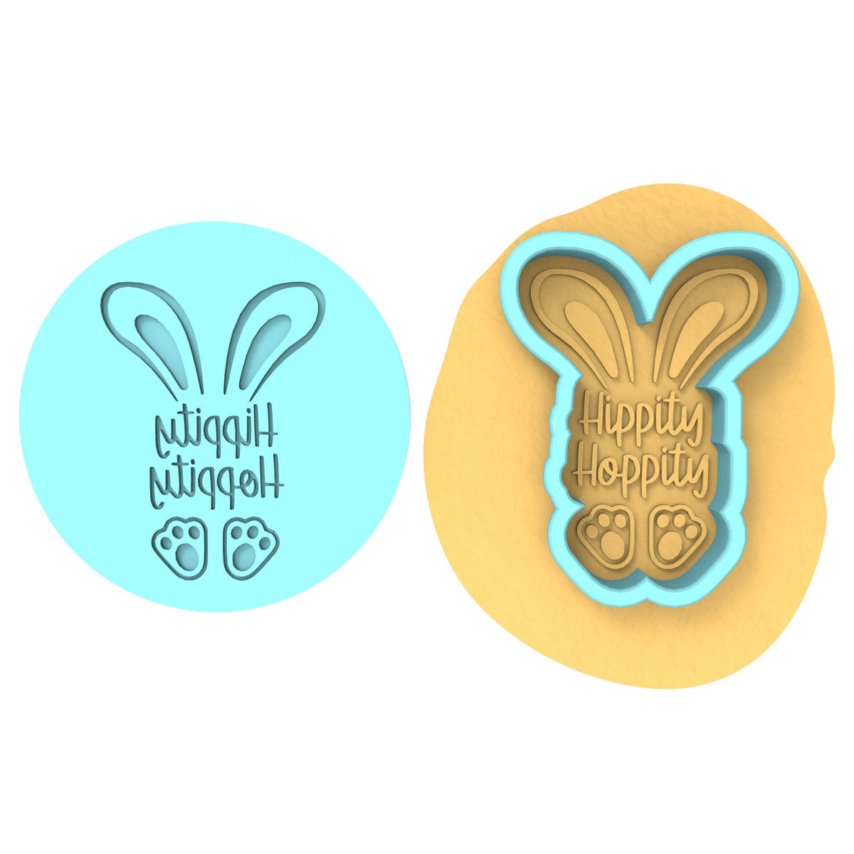 Hippity Hoppity Cookie Cutter | Stamp | Stencil #1 Animals & Dinosaurs Cookie Cutter Lady MINI - 2 Inches (5cm) **BUNDLE** Cutter + Debosser 