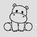 Hippo Body Cookie Cutter Stamp & Outline #1