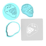 Hockey Lacrosse Helmet Cookie Cutter | Stamp | Stencil #1 sports Cookie Cutter Lady MINI - 2 Inches (5cm) **FULL SET BUNDLE** Cutter + Stamp + Stencil + Debosser **BEST DEAL** 